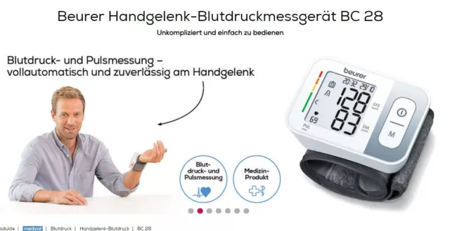 Blutdruckmessgerät BEURER BC 28 Handgelenk klein präzise Blutdruck-Messung NEU 2