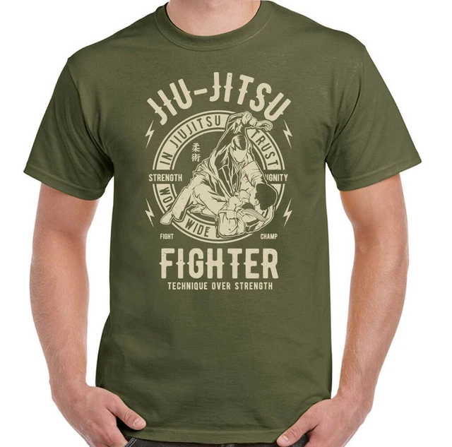 T-shirt uomo arti marziali Jiu Jitsu Fighter allenamento top palestra MMA combattimento brasiliano 7
