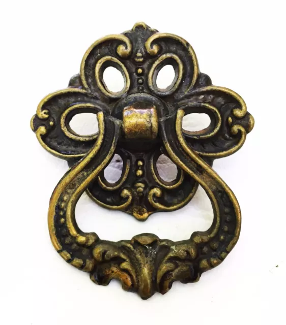 Victorian French Provincial Brass Antique Hardware Drop Ring Drawer Pull