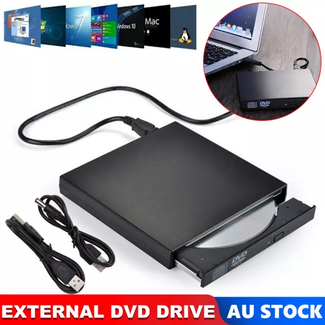 USB External DVD Drive CD-ROM/XA Writer Burner Laptop PC Portable Optical Reader