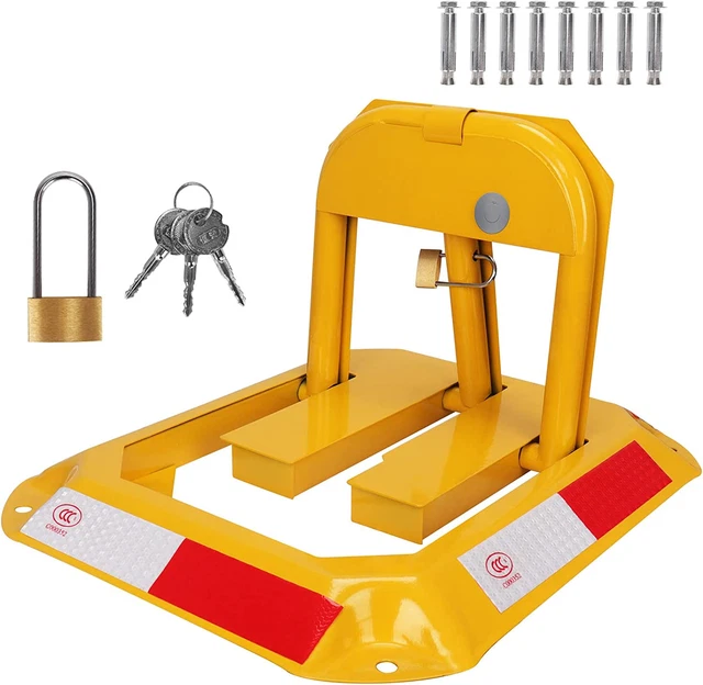 Tevlaphee Parking Space Lock Folding Parking Barrier, Manual Parking Space Lock