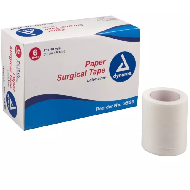 Paper Surgical Tape Hypoallergenic Medical First Aid Dynarex 6 Rolls 2"X10 Yards