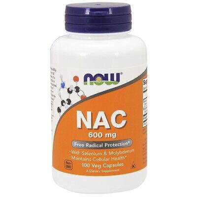 NOW NAC N-Acetyl Cysteine 600 mg with Selenium Molybdenum 100 Veg Capsules