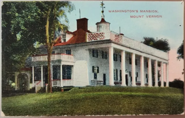 Washingtons Mansion, Mount Vernon, Early 1900's Vintage Postcard