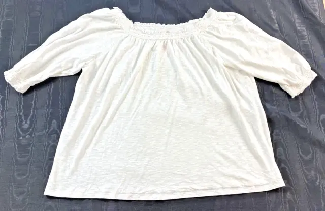 WOMEN'S KNOX ROSE top size 2XL white 1/2 sleeve scoop neck pull-on cotton  £12.79 - PicClick UK