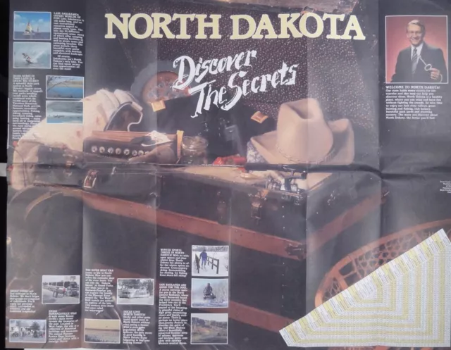 1986 NORTH DAKOTA Official Highway Map roadmap & gazetteer