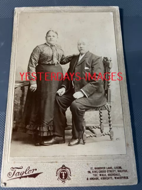 Older Couple Grandma Grandad Taylor Leeds Cabinet Card Photograph (530)