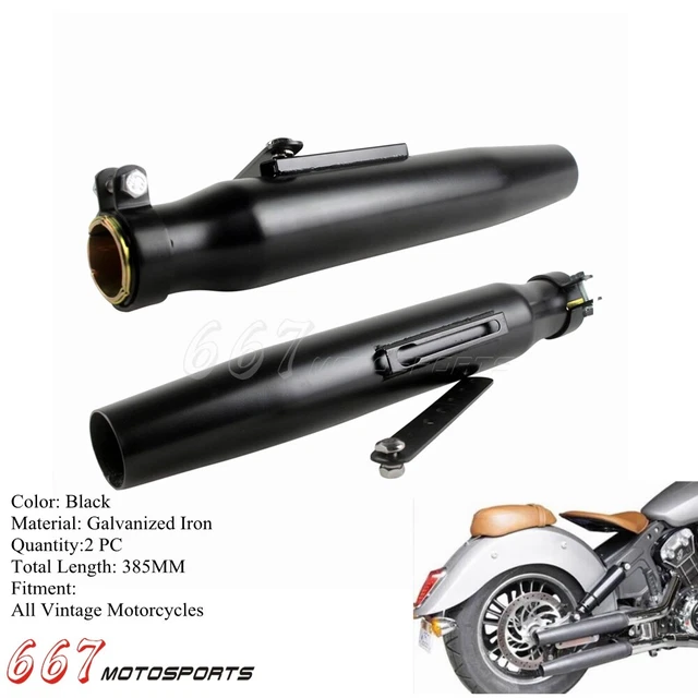 385MM Vintage Motorcycle Exhaust Muffler Pipes For Harley Honda BMW Cafe Racer