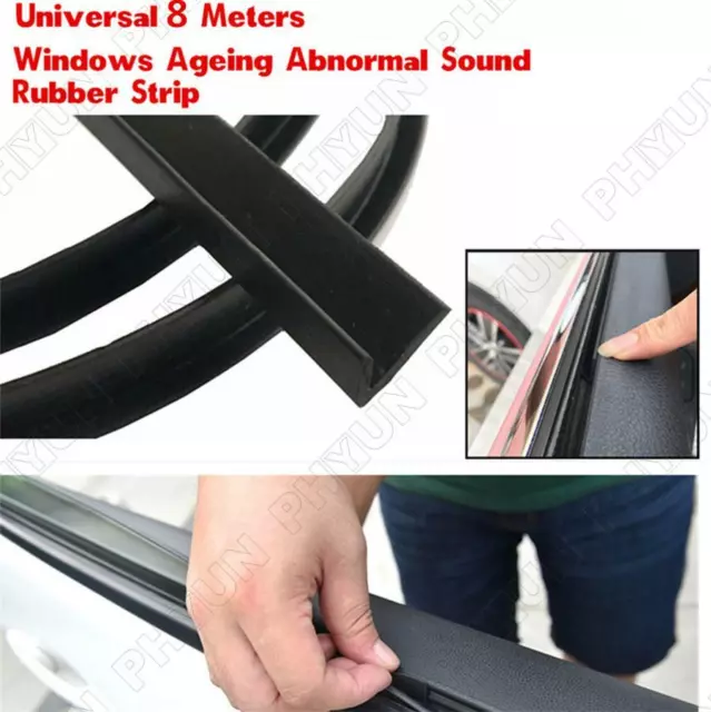 8M Black Rubber Seal Strip For Car Door Glass Windows Ageing Abnormal Sound -AU 2