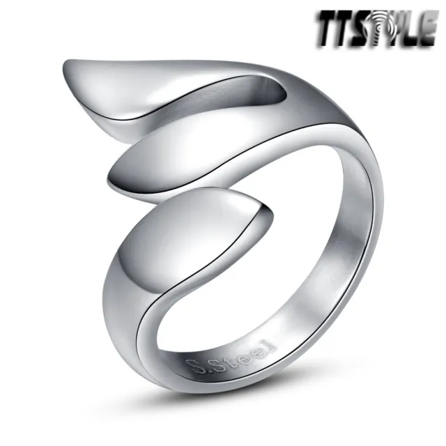 TTStyle Silver Fashion Stainless Steel Ring Size 6-9