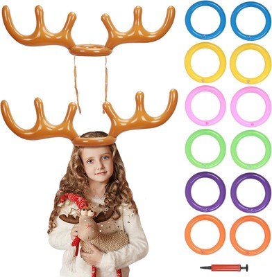 MNJM per feste di Natale Cappello gonfiabile in PVC con corna di renna 