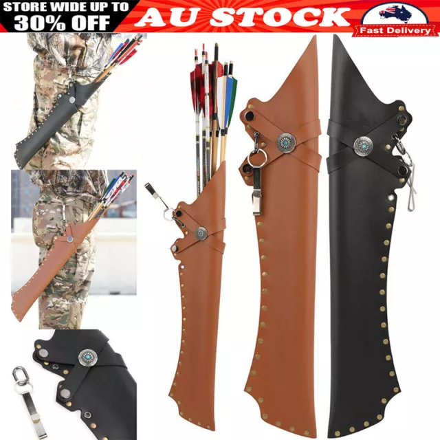 Archery Arrow Quiver Leather Waist Holder Hip Bag Pouch Belt Bow Hunting RH LH