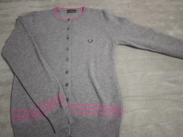FRED PERRY cardigan + golfino polo manica corta donna woman grigio grey S
