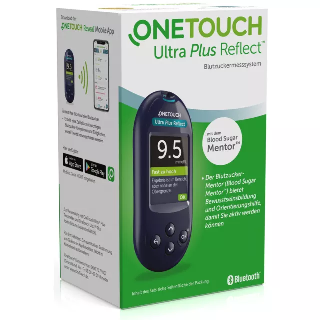 One Touch Ultra Plus Reflect BZ-Messgerät mmol/l + 10-210 Teststreifen OVP