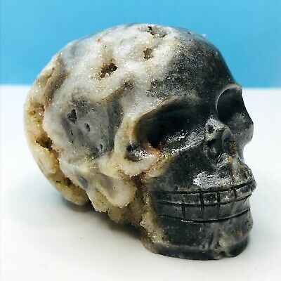 155G Rare Natural sphalerite Quartz Crystal Skull carving skull aura healing