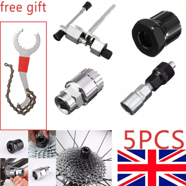 5Pcs Bicycle Repair Kits Bike Cassette Crank Chain Whip Spanner Removal Tool Set