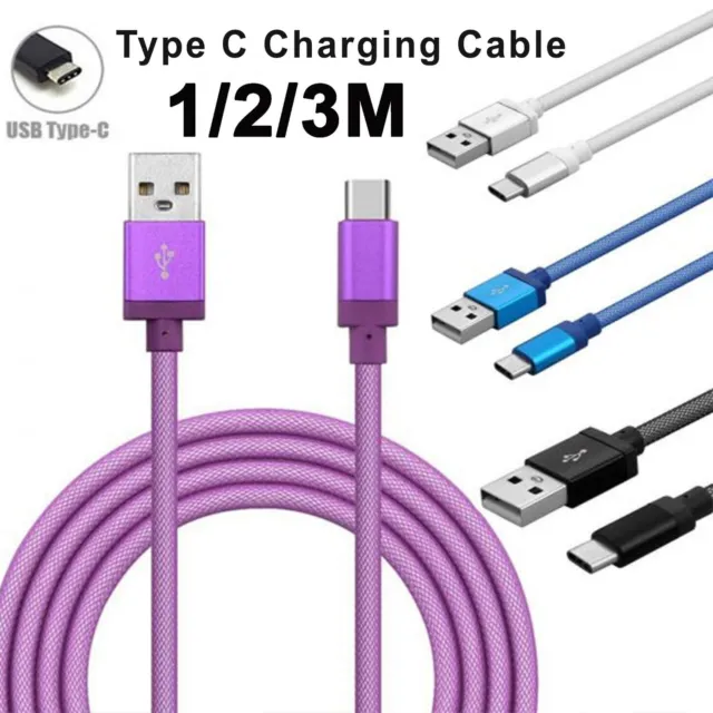 1M/2M/3M Long USB Type C Charging Cable Fast Charge Cord for Samsung S9 S8 + AUS
