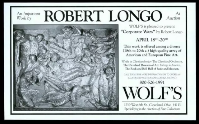 1997 Robert Longo Corporate Wars photo Wolf's auctions vintage print ad