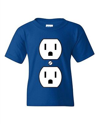 Plug Outlet Face Party Costume Funny Humor DT Youth Kids T-Shirt Tee