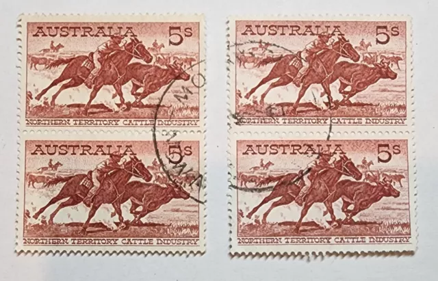 1961 Australian 5/- Cattle CREAM & WHITE Paper Pair Used