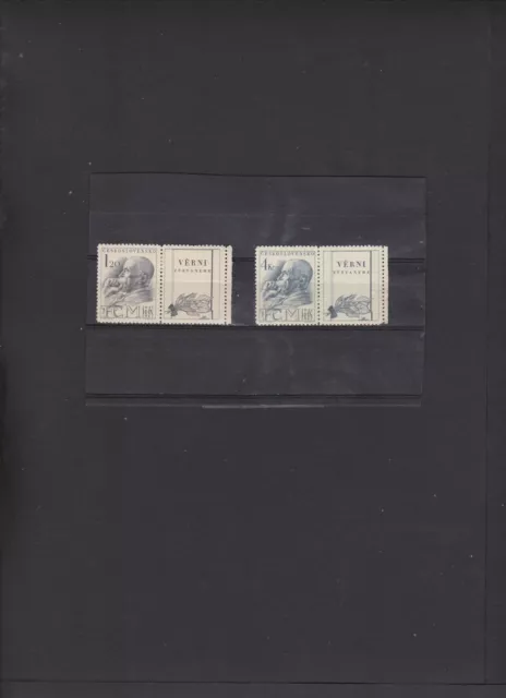 CSSR - Mi. Nr. 523 + 524 Zf  " 10. Todestag von Thomas G. Massaryk " Postfrisch