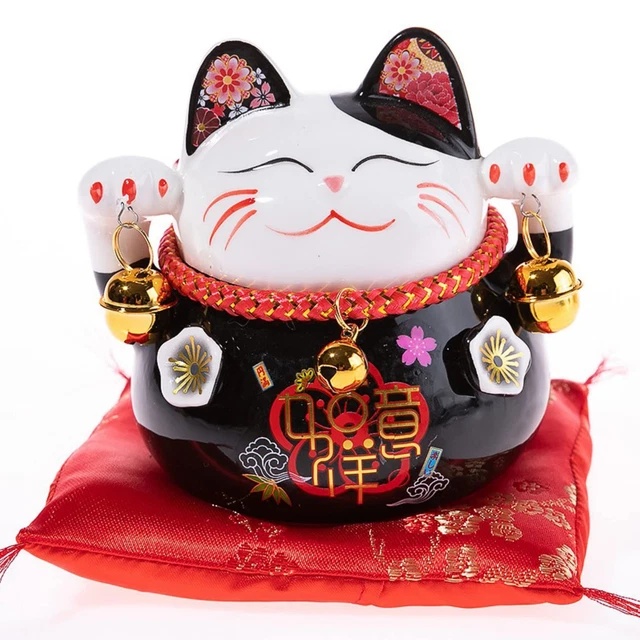 Maneki Neko Chat Japonais Qui Salue - Figurine Porte-bonheur - État Comme Neuf