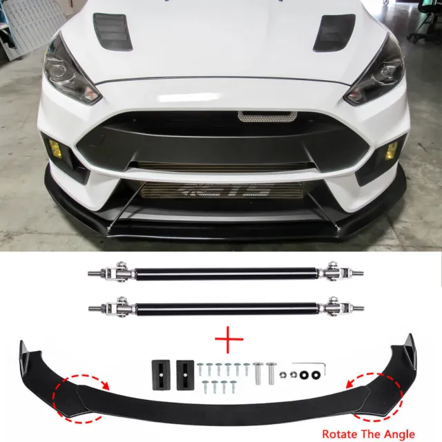Front Bumper Lip Spoiler Splitter + Strut Rods For Ford Focus RS ST Fiesta MK3 4