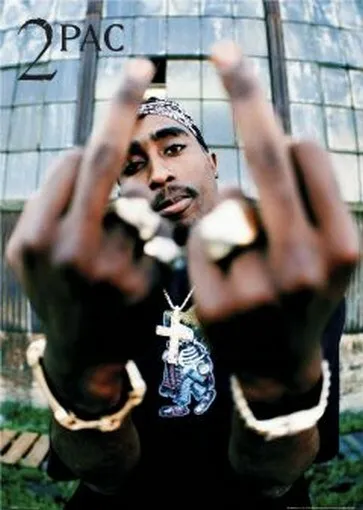2Pac Poster - Gives The Finger - New Tupac Shakur - Print Image Photo -Sw0