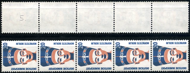 SWK 20 Pf Rollenende 5er Streifen aus 500er Rolle , MiNr 1398vII