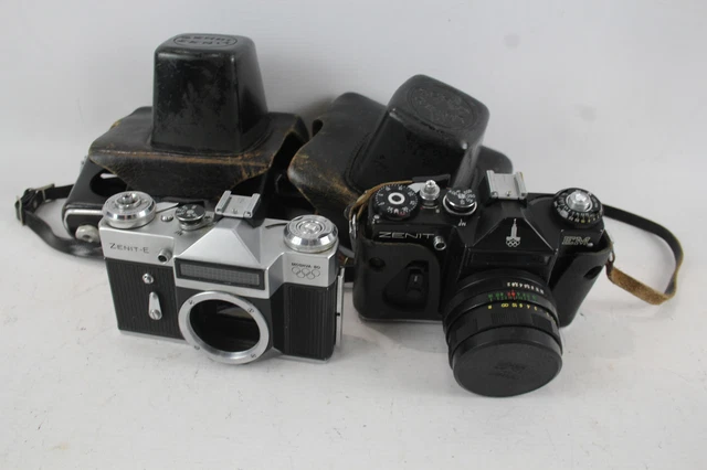 SLR VINTAGE FILM Cameras Inc Zenit-E & Zenit EM Working w/ Some Lenses ...