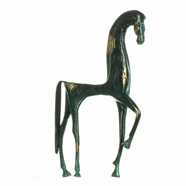 IconsGr Statue De Musée Grecque Antique En Bronze Réplique De Cheval De L'époque Géométrique