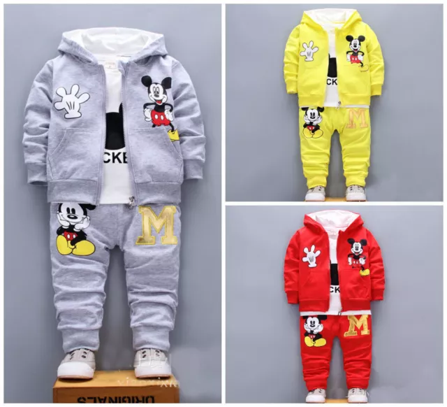 3pcs Mickey Mouse baby boys casual clothing Long Sleeve tops+pants kids clothes