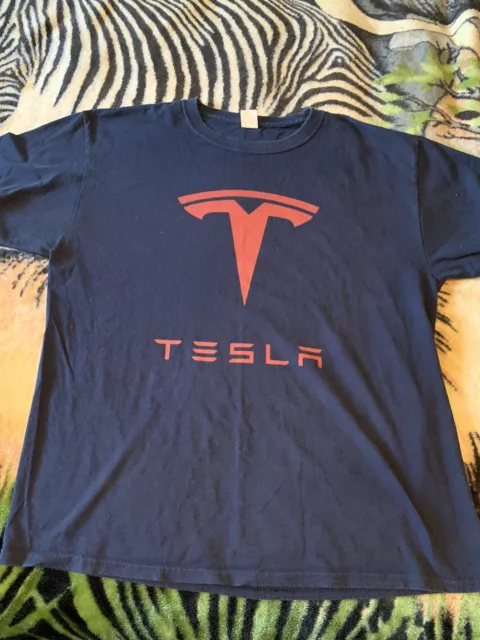 Men Tesla Shirt Size Large Electric Car Space X Elon Musk