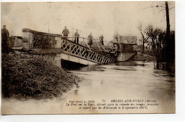 BREUIL SUR VESLE - Marne - CPA 51 - le pont détruit - guerre 1914