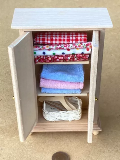 Filled Natural Finish Wooden Wardrobe Tumdee 1:12 Scale Dolls House Miniature KM