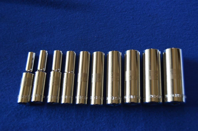 Craftsman 10 PC Laser and Etch 1/4" Drive 12 PT SAE Deep Sockets 3/16-9/16  488