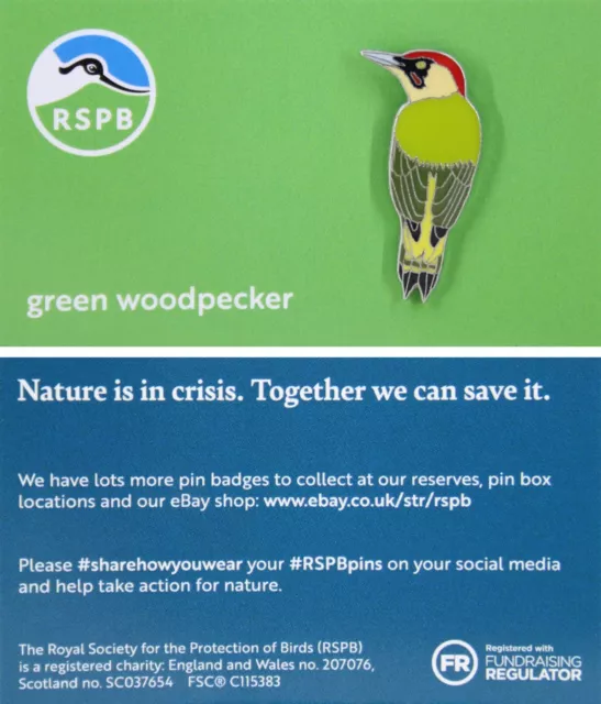 RSPB Pin Badge NIIC Green Woodpecker P03137