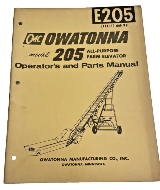 Manual OMC Owatonna Manufacturing Co Model 205 Farm Elevator Owner Parts Book