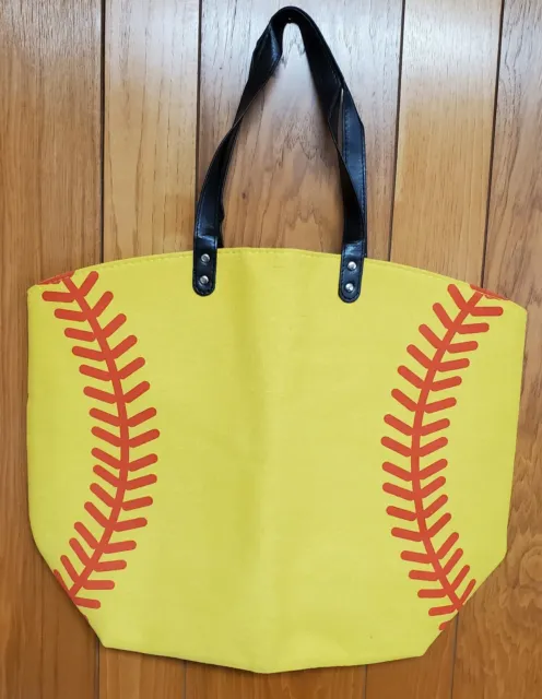 Softball Canvas Tote Bag 21 Inch Shoulder Softball Mom Beach Bag