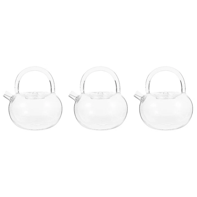 3pcs Glass Teapot Clear Tea Kettle Glass Pot Tea Pot for Loose Tea Blooming