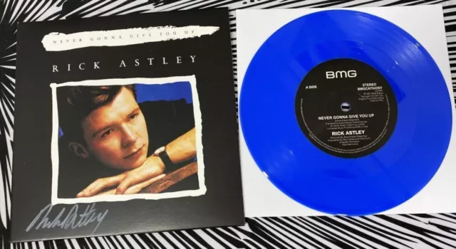 Gripsweat - Rick Astley Signed Never Gonna Give You Up 7 Vinyl Record 45  RPM RICK ROLL RAD