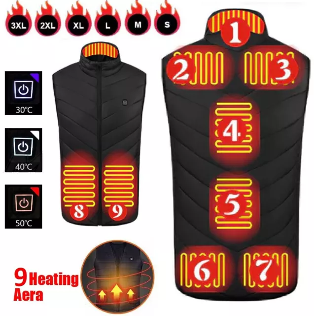 Unisex Electric Vest Heated Jacket USB Thermal Warm Heat Pad Winter Body Warmer