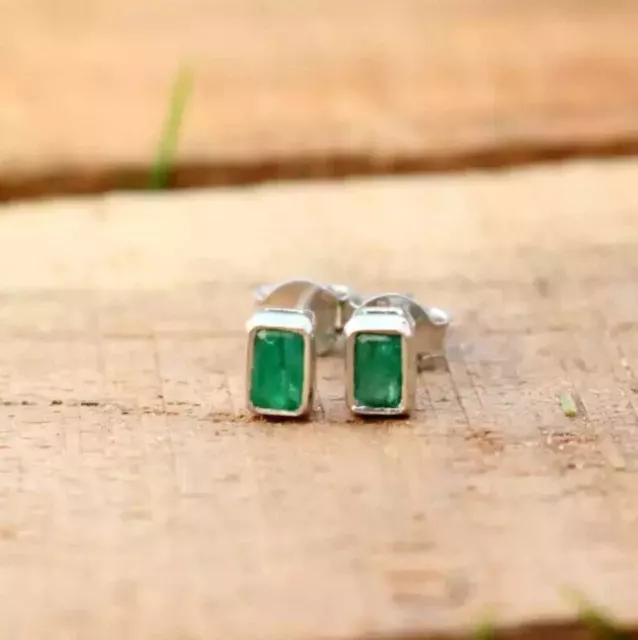 Pendientes de piedras preciosas de plata 925 con esmeralda verde natural de...