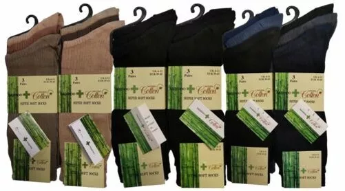 Hommes Bambou + Coton Naturel Super Côtelé Doux Respirant Chaussettes 6/12 Paire