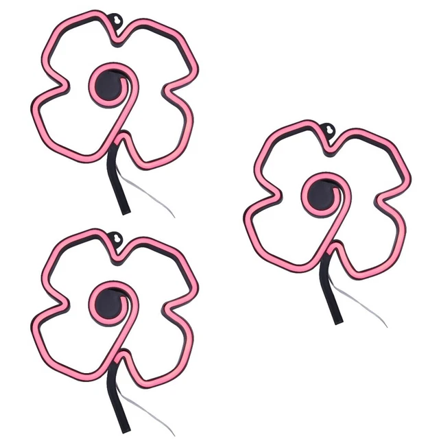 SET OF 3 Neon Wedding Signs Butterfly LED Wall Decor Rose Shape £54.28