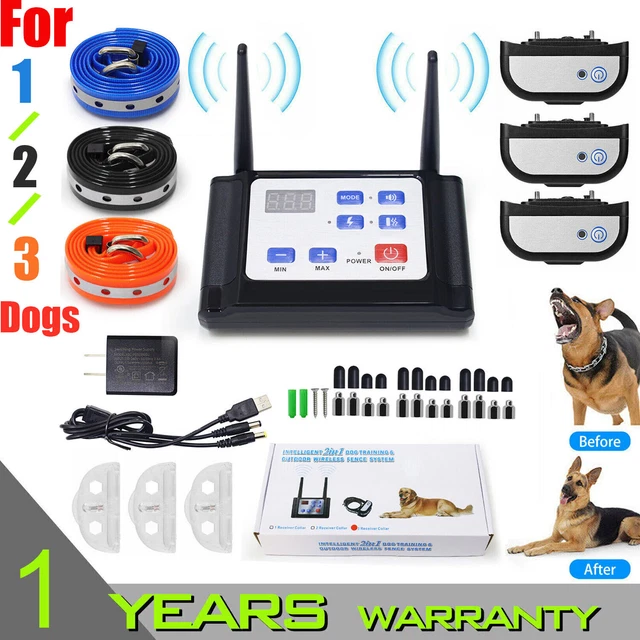 WIRELESS ELECTRIC DOG Fence Pet Containment System Shock Collar For 1/2/3 Dogs £70.36 PicClick UK