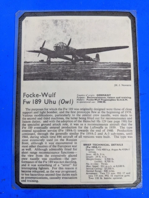 FOCKE WULF FW 189 & Lockheed P-38 Lightning Laminated Specifications ...