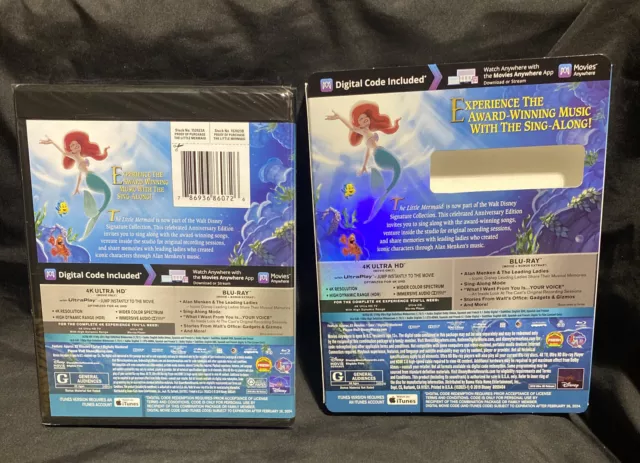 The Little Mermaid Ariel 4K Ultra HD+ Blu-ray + Digital Code With Slipcover New 2