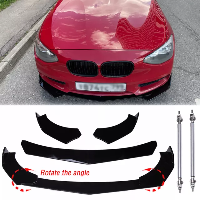 Front Bumper Lip Splitter Spoiler + Strut Rods For F30 F31 E90 E92 E93 3 SERIES