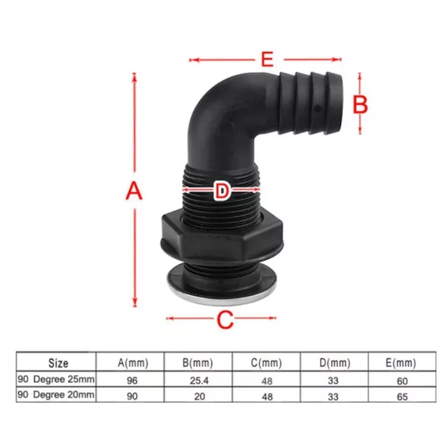 1pcs Pompe Assèchement Fixation 33MM / Bateau Bilgethru Coude Coque Fixation